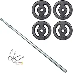 Kit 20kg Anilhas + 1 Barra 120cm Com Presilhas