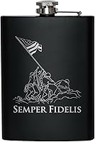 Vista 30 de Frasco azul marino envuelto en cuero de 8 onzas Frasco de acero inoxidable USN para licor - Marrón tabaco, regalos de la Marina de los Estados