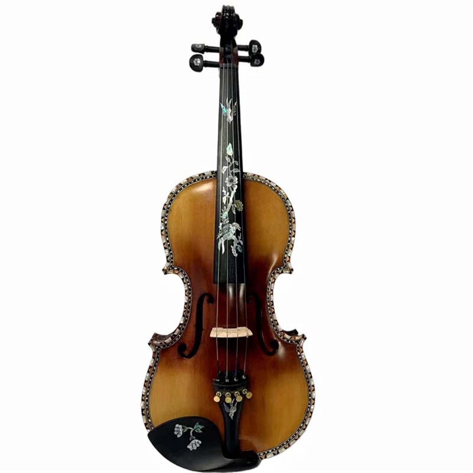 Violino Set Master in legno d'acero 4/4 nervature per violino e intarsio sul manico, bel suono della conchiglia, chiaro e melodioso