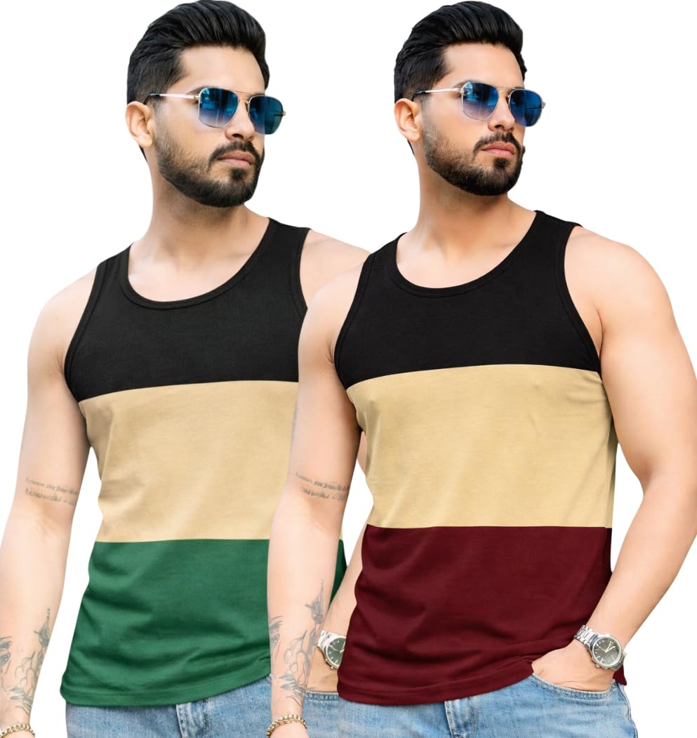 rodzen Men's Cotton Round Neck Regular Fit Sleeveless Vest/Tank Top-picture-33