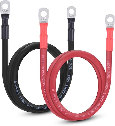 Miniatura 10 de Cable de batería flexible de 1/0 AWG con terminales de 3/8" - Alambre de cobre puro OFC para inversor y soldadura para automotriz, solar, RV