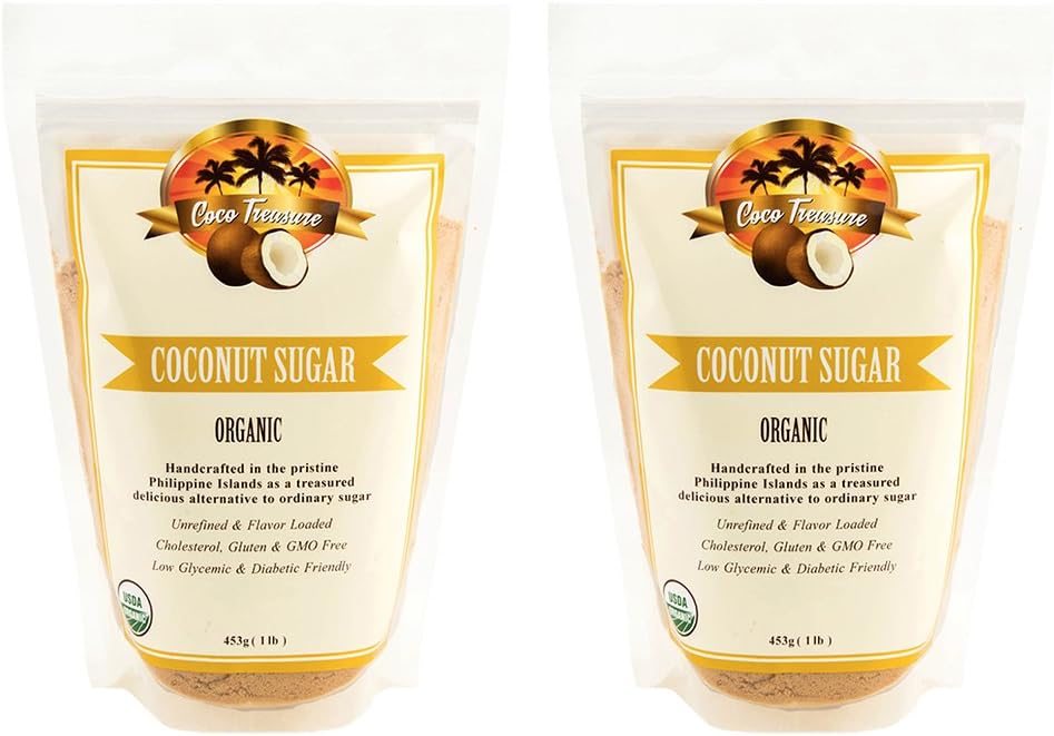 Coco Treasure Organic Coconut Sugar - 1 Pound (Pack of 2)