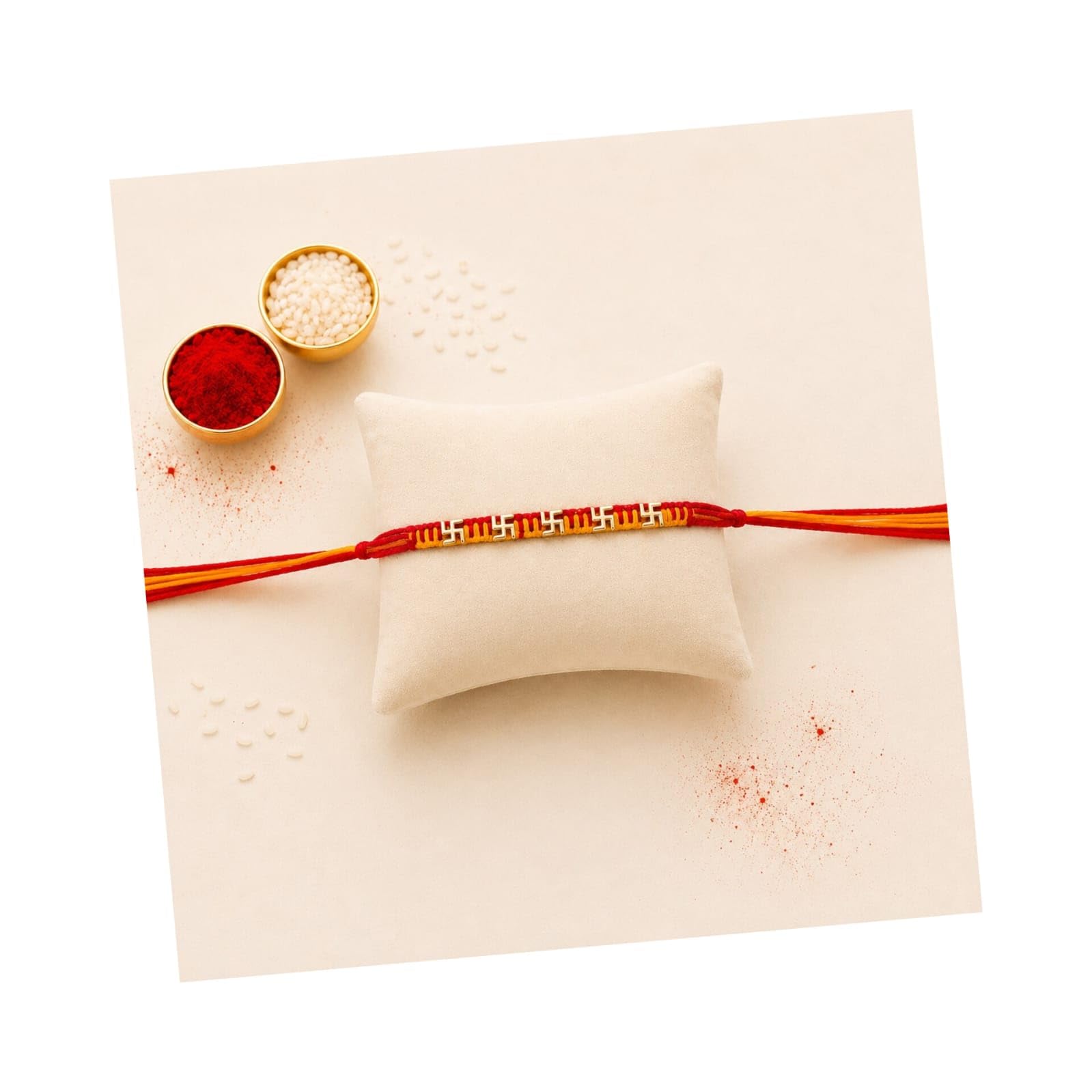 Swastik Beads Rakhi, Red and Yellow Thread, Traditional Design, Raksha Bandhan Gift for Brother-image-22