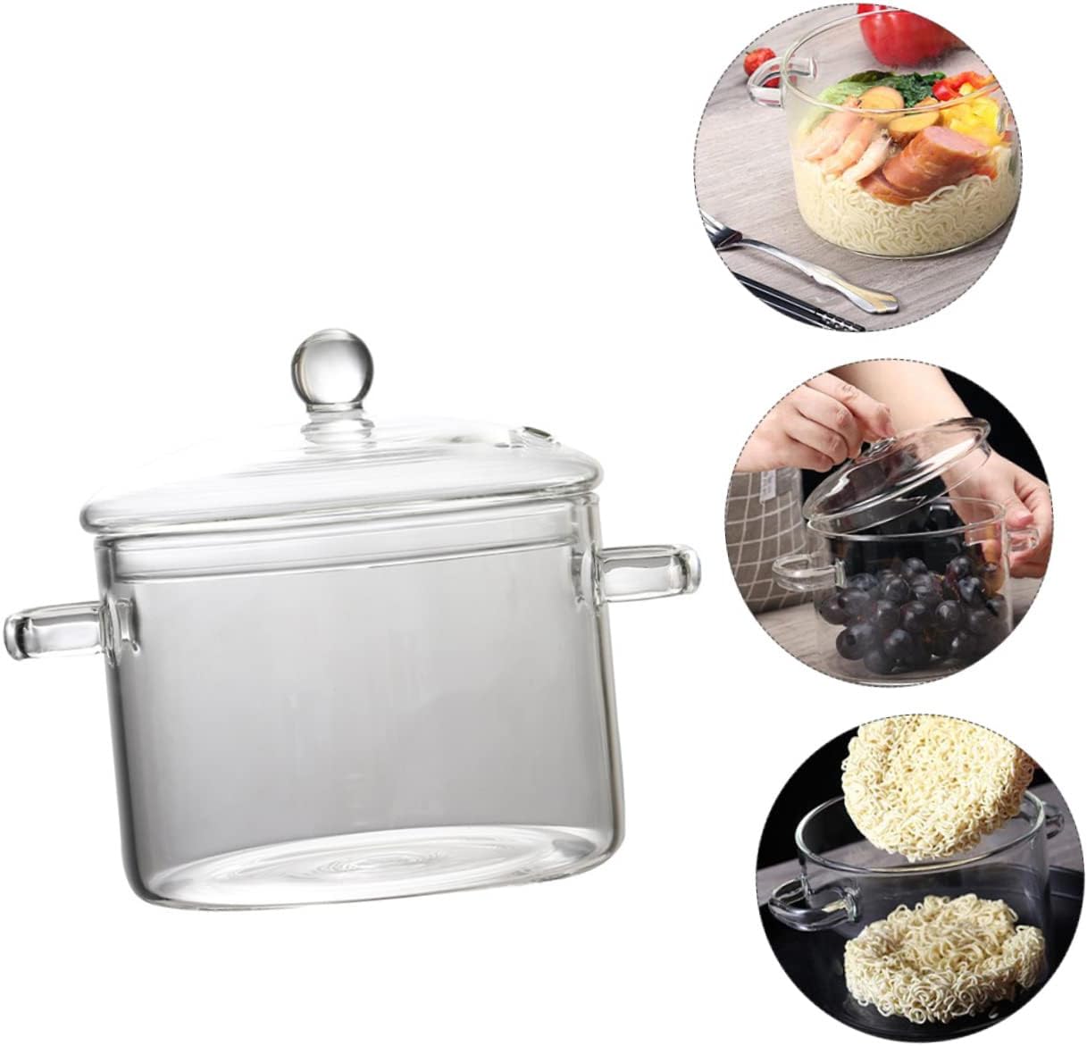 Cabilock Glass Containers Lids Heated Rice Bowl Lid Cooking Bowls for Kitchen Use