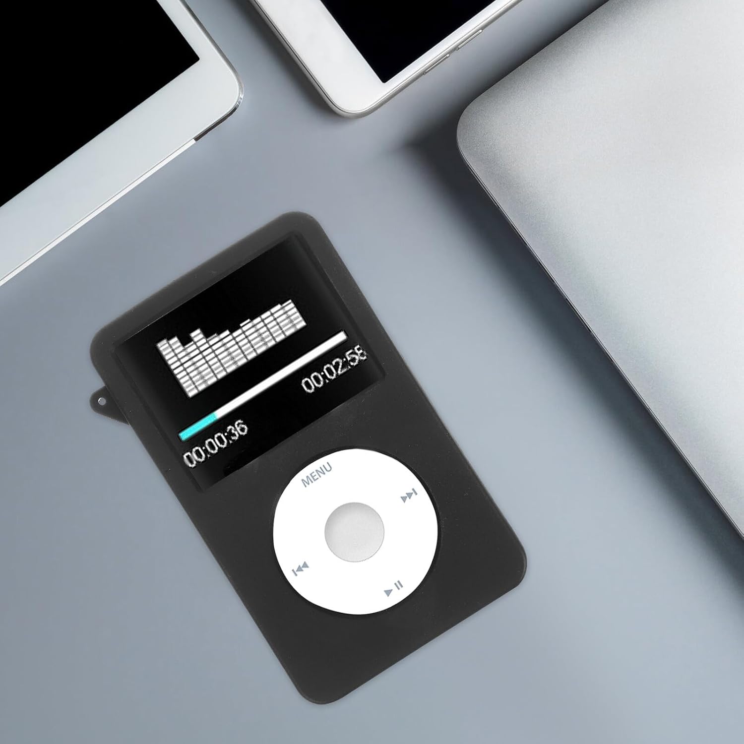 Silicone Audio Player Cover for Classic Music Player Protector Sleeve -Absorbing Case in Black Lightweight Stylish Protective Shell