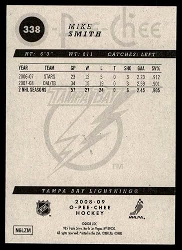 Miniatura 2 de 2008 O-Pee-Chee # 338 Mike Smith Tampa Bay Lightning (Hockey Card) NM/MT Lightning