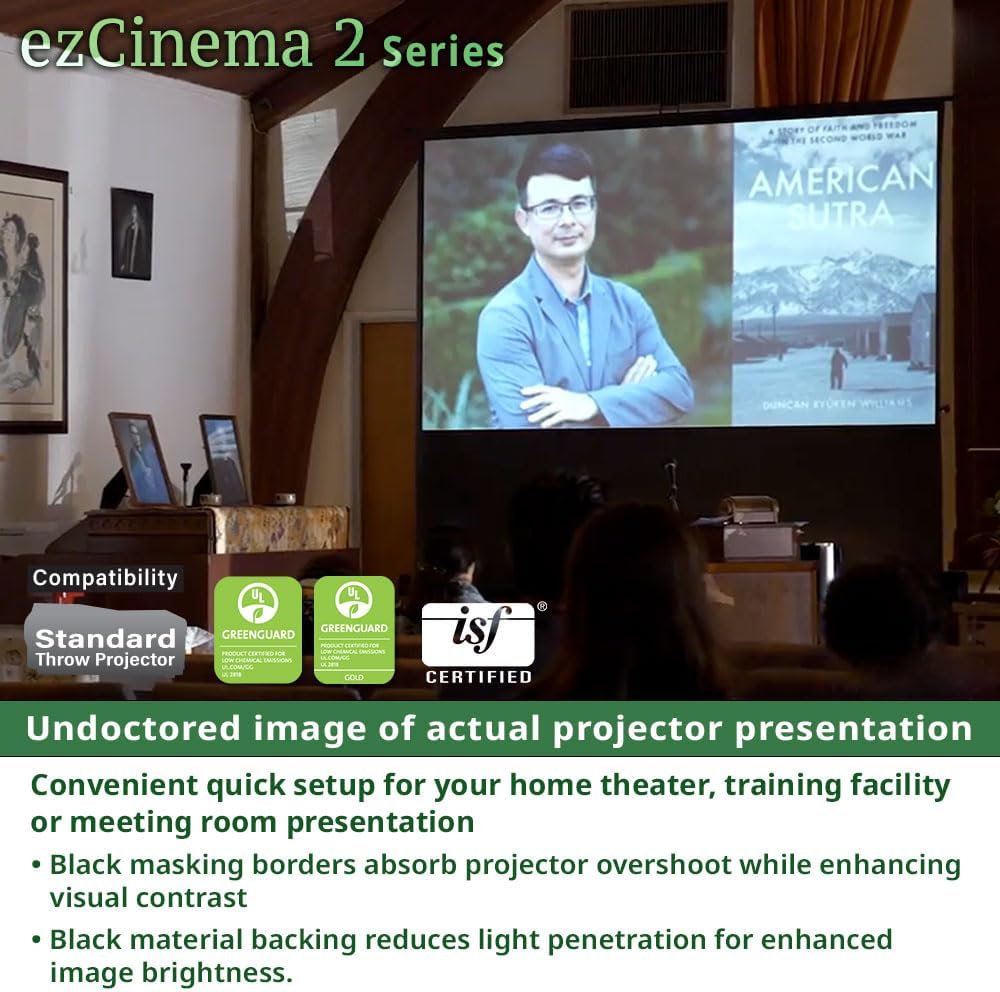 Elite Screens ezCinema 2, 70-inch 16:9, Manual Floor Pull Up Scissor Backed Projector Screen, Portable Home Theater Office Classroom Projection Carrying Bag, US Based Company 2-Year Warranty, F70XWH2