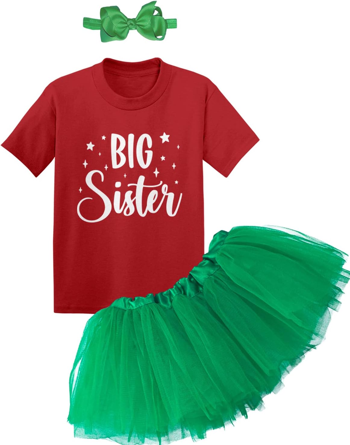 Tcombo Big Sister Baby Bodysuit + Tutu Skirt + Bow Headband Set