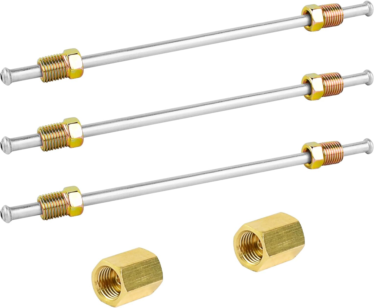 3/16 Brake Line MuHize Flexible PVF Brake Line Kit - 10" 3/16" Brake Tubing W/Inverted Double Flares & 2 Unions | Direct Fit For Car, SUV, Truck(3-Line Set 3/16 Stainless Brake Line