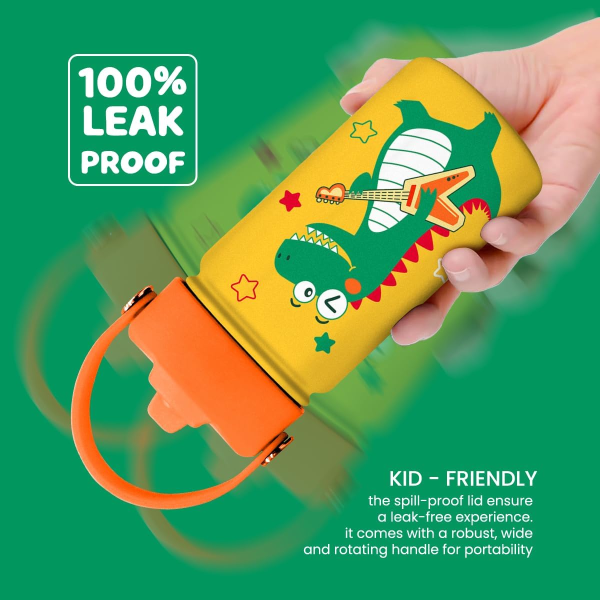Dinosaurs Water Bottle - Dino Kids Water Bottle with Straw Lid - 12 Oz Insulated Stainless Steel Water Bottles for Kid Boys - Travel Cup for School Sports - Image 4