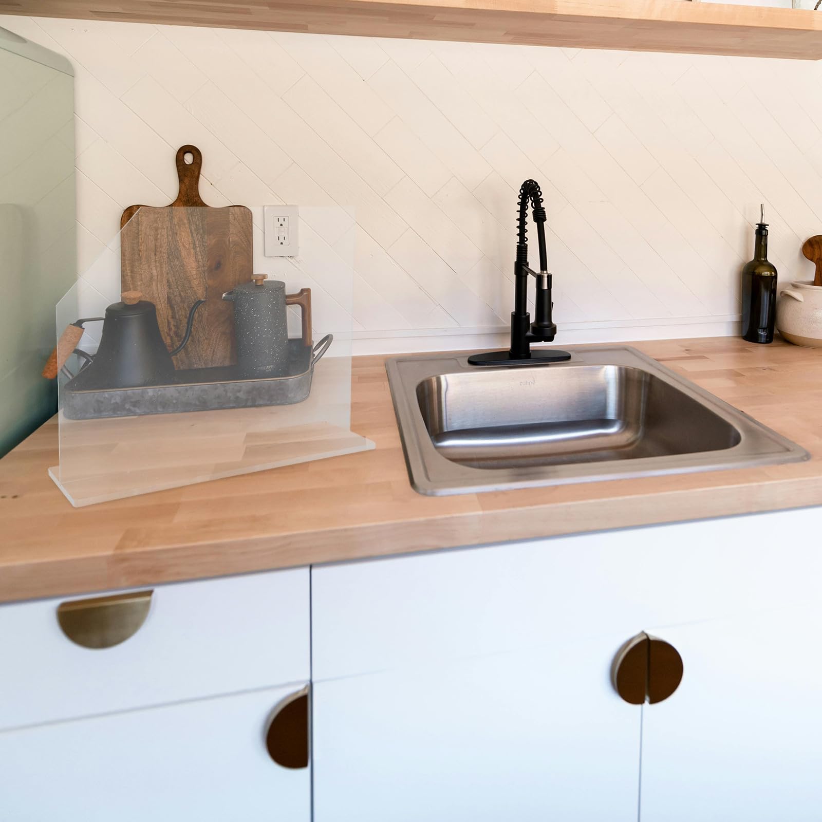 SHINEOFI Paraschizzi per Lavello in Acrilico Trasparente Facile Installazione e Pulizia, per Cucina e Appartamenti