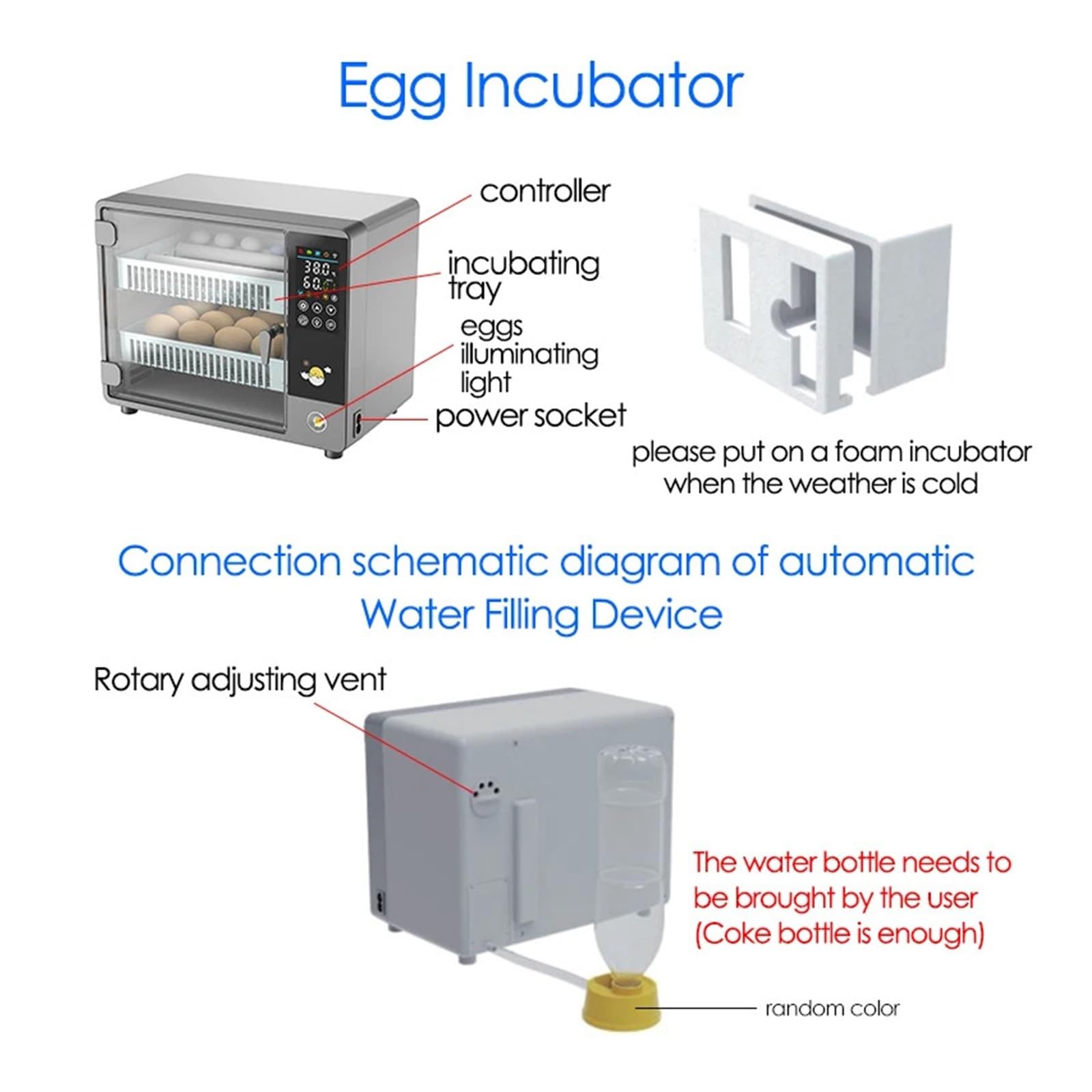 Incubadora giratoria automática de 24 huevos, Control de temperatura táctil, máquina for incubar pollo, pato, codorniz y aves