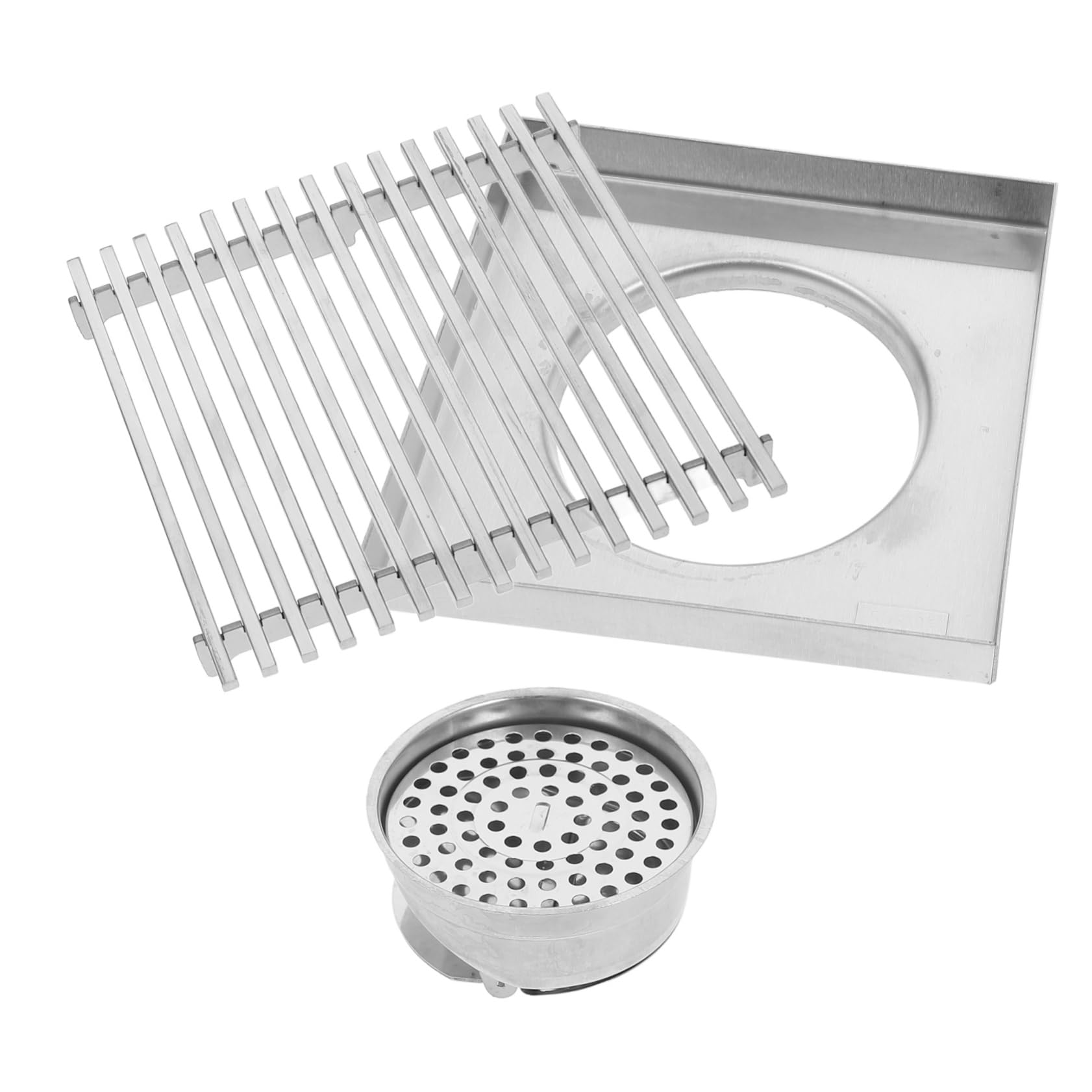 NUOBESTY Desagüe De Suelo De Acero Inoxidable para Patio Grande Cuadrado Colector De Pelo Rejilla De Ducha para Baño y Suelo para Duchas Al Aire