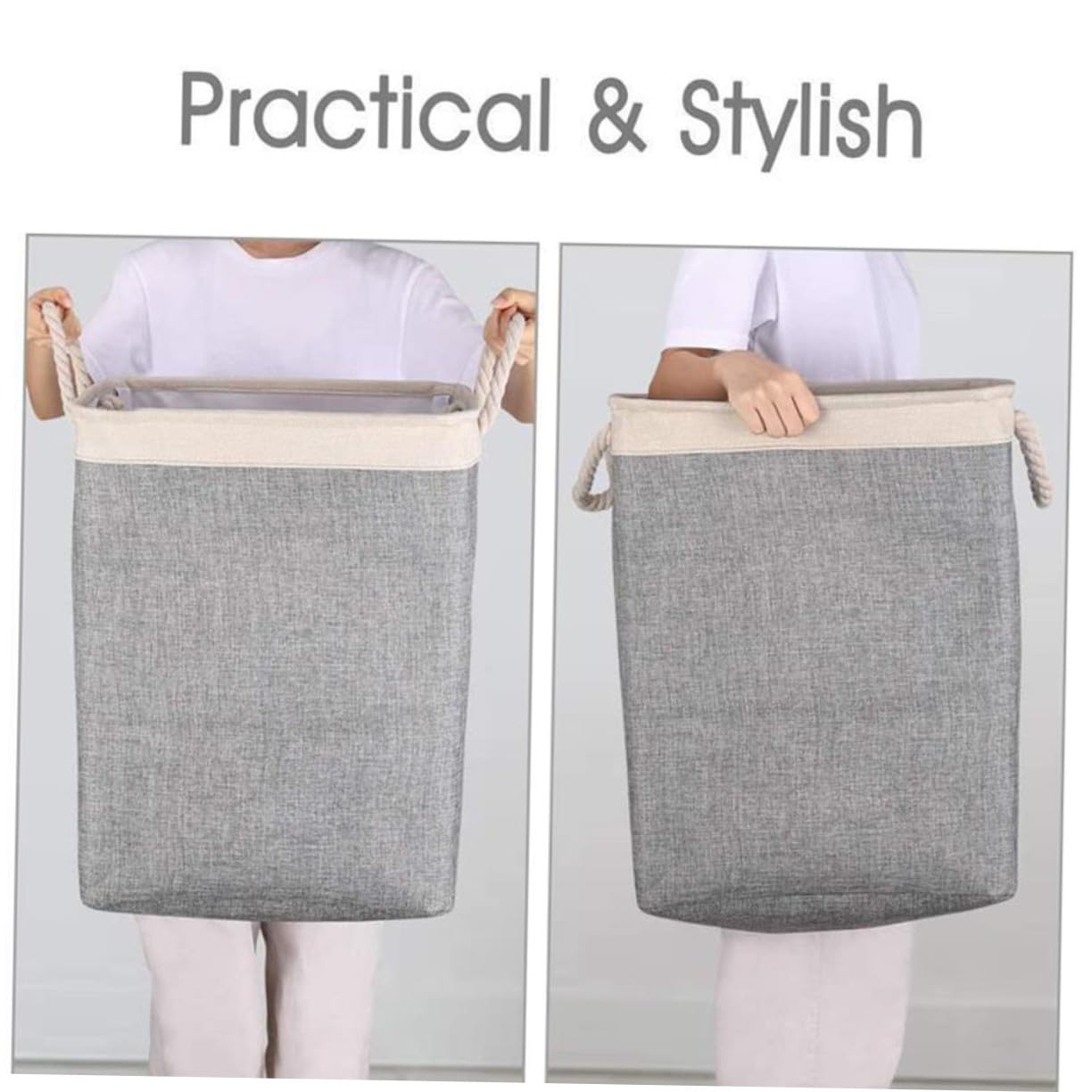 Cesto Bucato Pieghevole Misura Piccola Beige Grigio