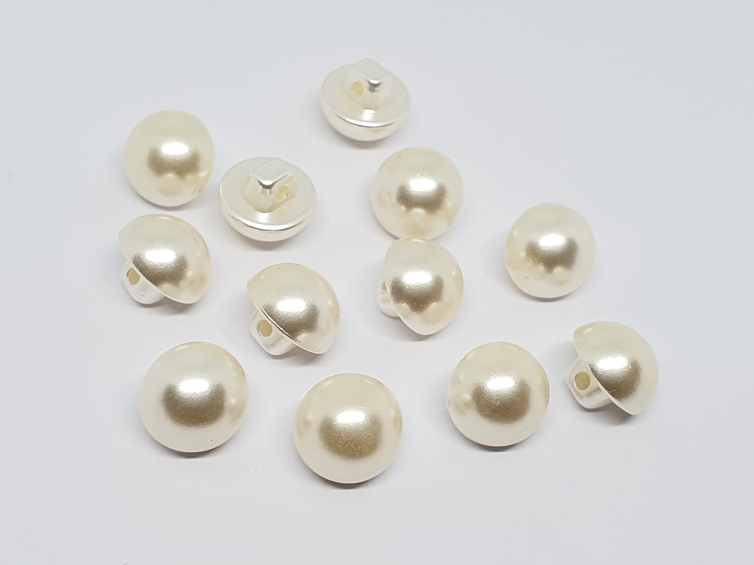 20 BOUTONS de TIGE Beige NACRE Aspect Perle nacrée Acrylique