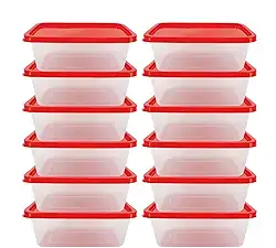 Kit 10 Potes Marmita Para Freezer Microondas Grande 1L COR: VERMELHO