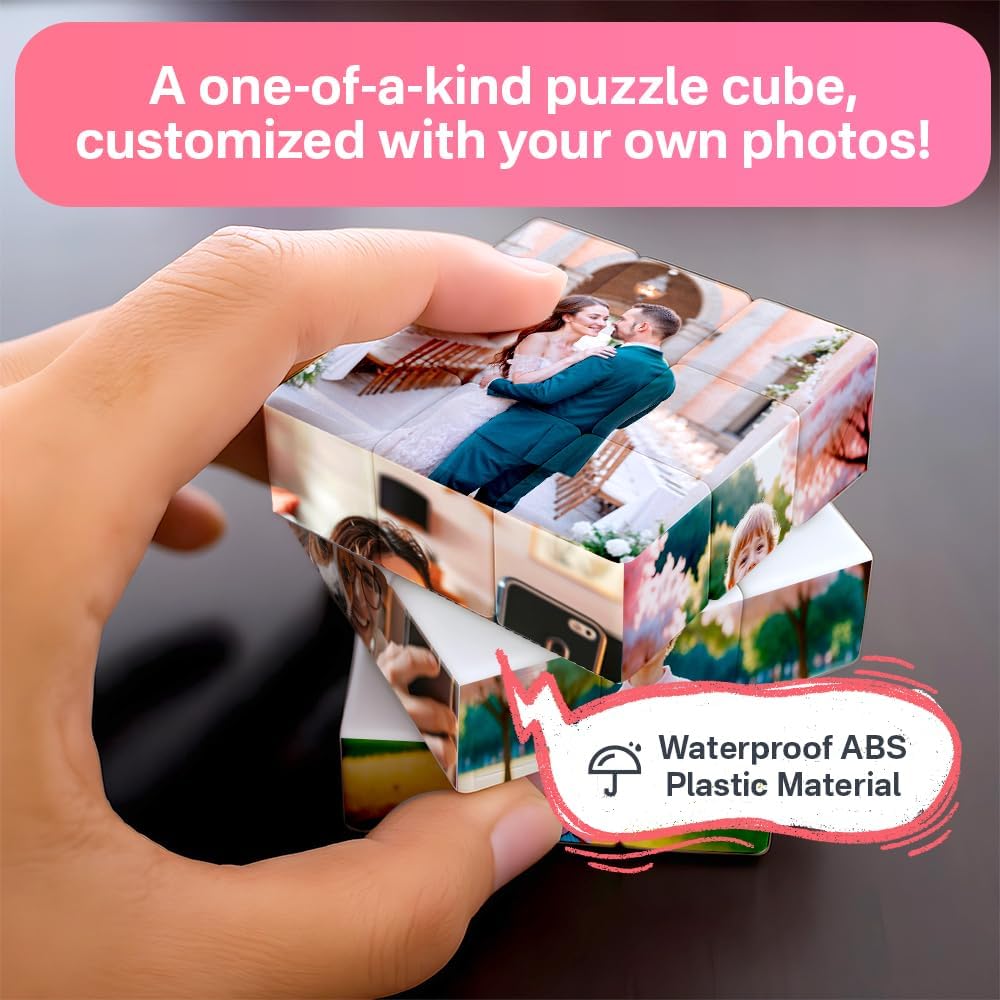 ORYG Custom Photo 3D Cube (Includes 6 Photos), Unique Birthday Gift for Parents, Friends, and Loved Ones