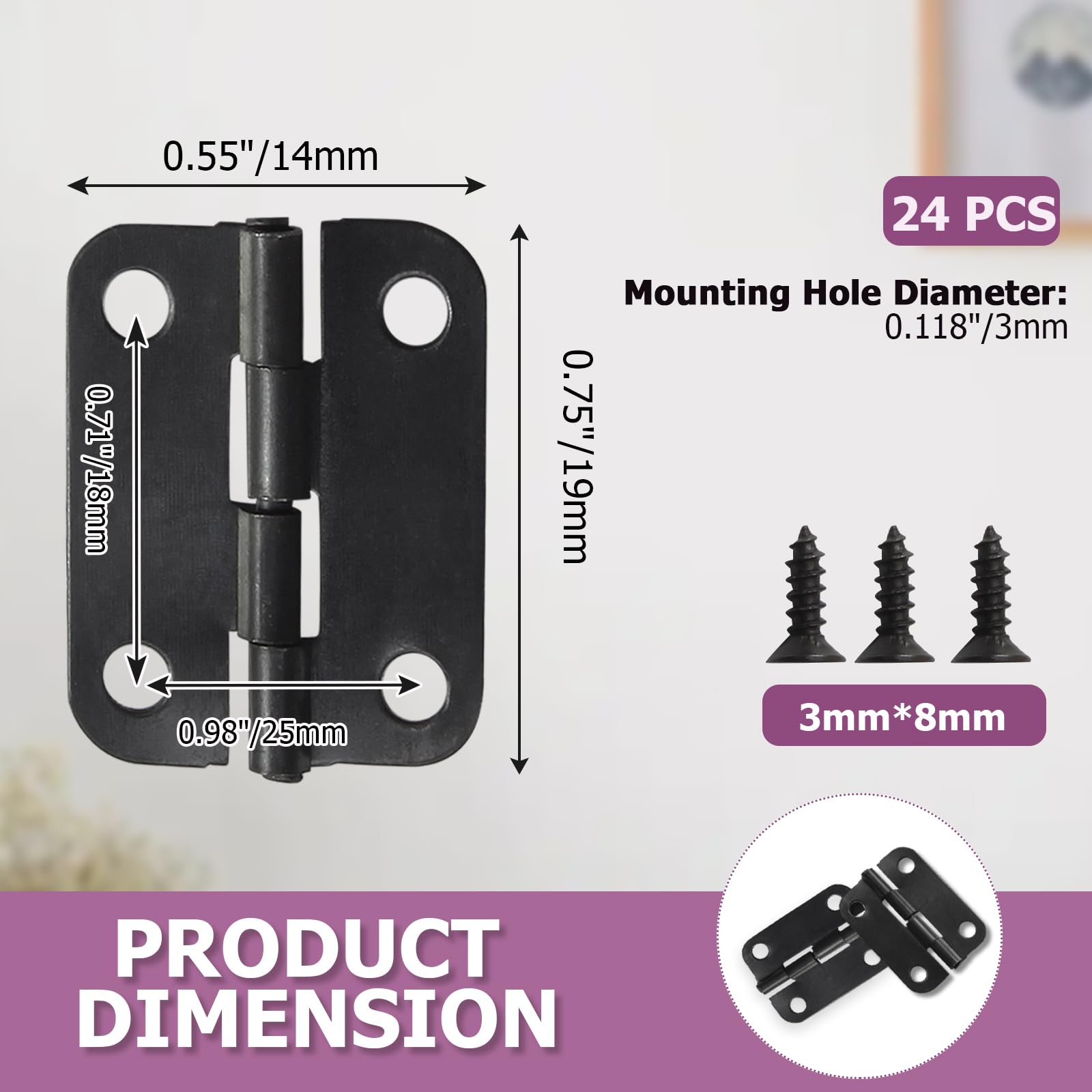 Black Cabinet Hinges - 24 Pack -2 Black Cabinet Hinges - 24 Pack -2