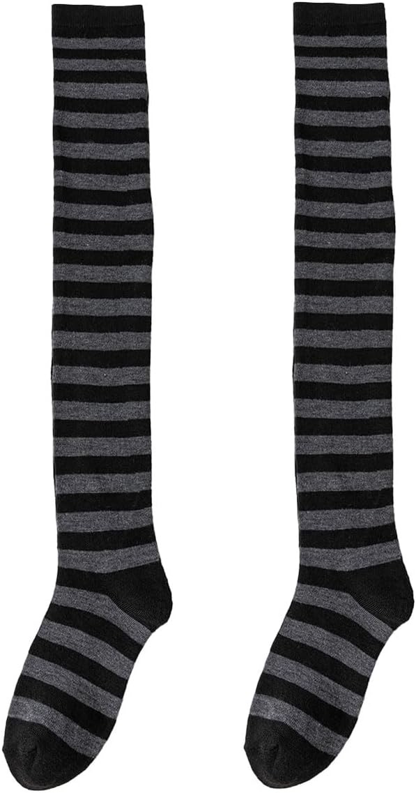 Striped Over Knee High Socks,Womens Long Striped Socks Extra Long Cotton Stripe Thigh for Halloween Party Costumes - Image 4