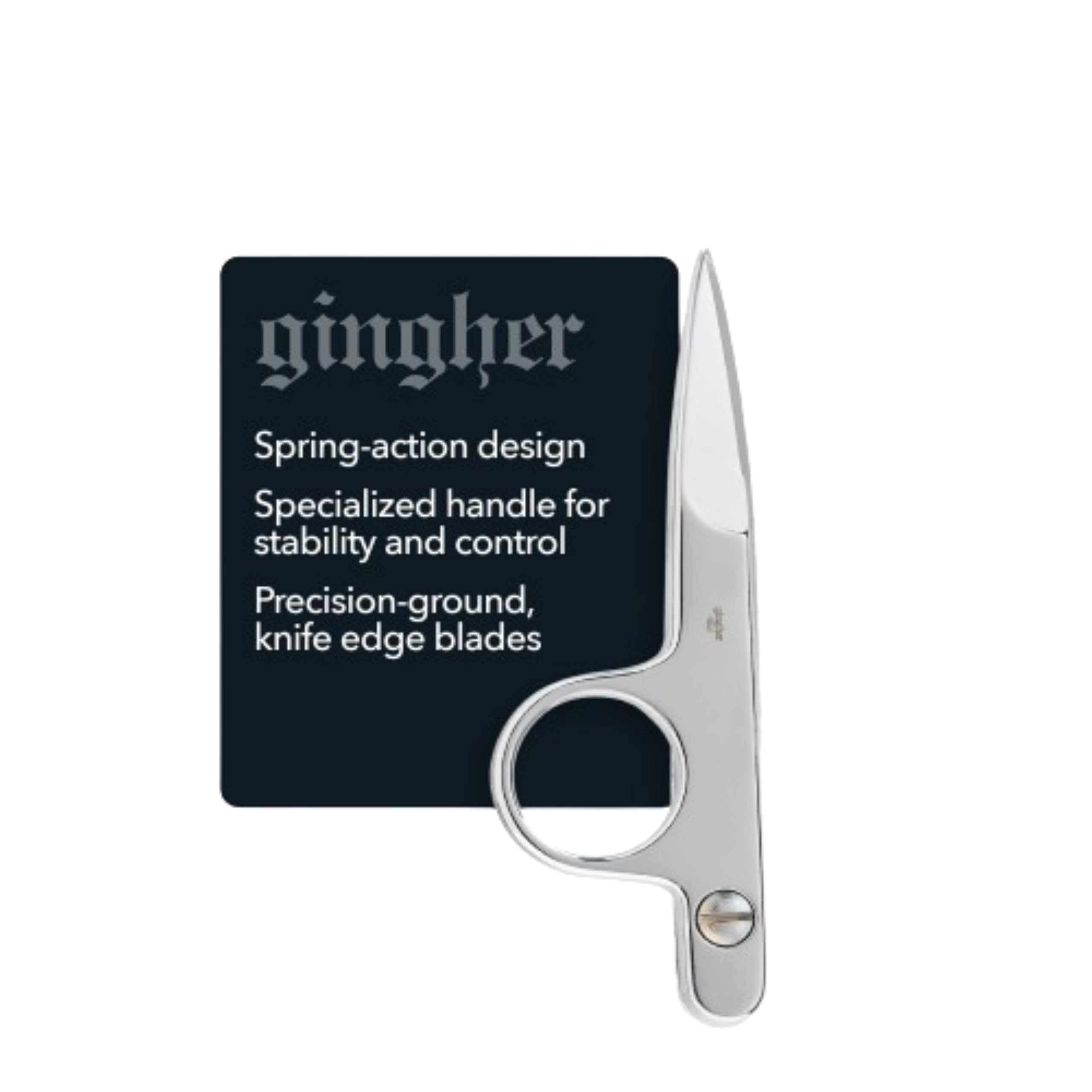 Gingher Spring-Action Knife-Edge Thread Nippers - 4.5" Stainless Steel Shears - Sharp Knife Edge Fabric Scissors with Protective Leather Sheath - Silver