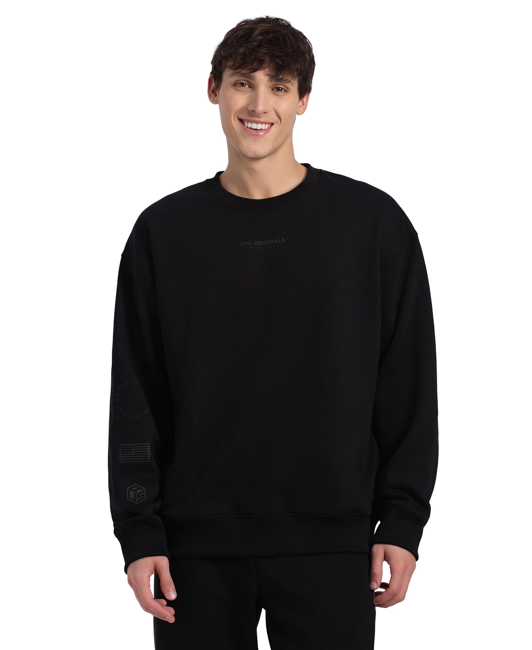 UM66 Men's Super Combed Cotton Rich Graphic Print Fleece Sweatshirt with StayWarm Technology-image-46