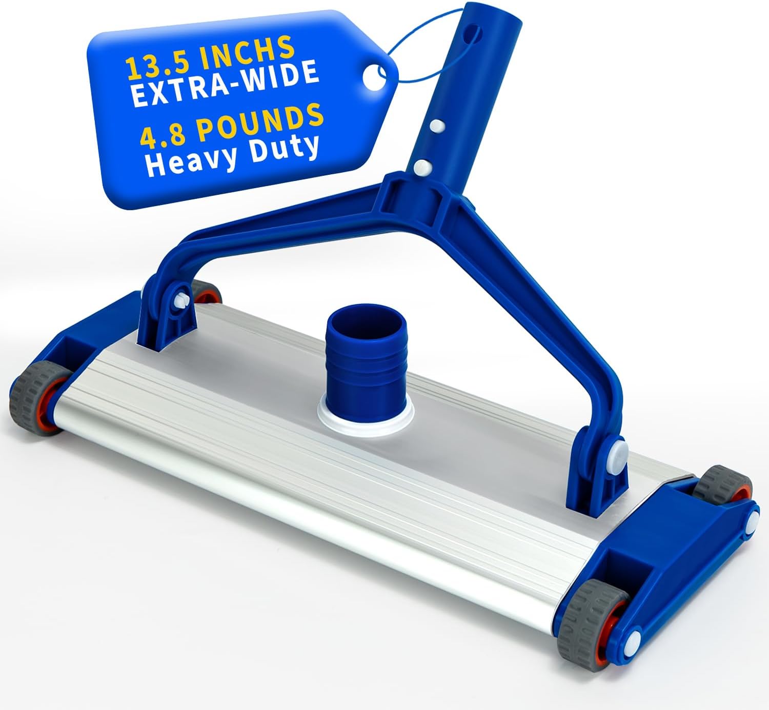 Heavy Duty Pool Vacuum Head, 13.5" Aluminum Body, Fit for 1.5" Hose, Weighted Pool Vac Cleaner for Deep Cleaning on All Surfaces for Inground Pools & Above Ground Pool, Vinyl Liner Floor, Step, Corner