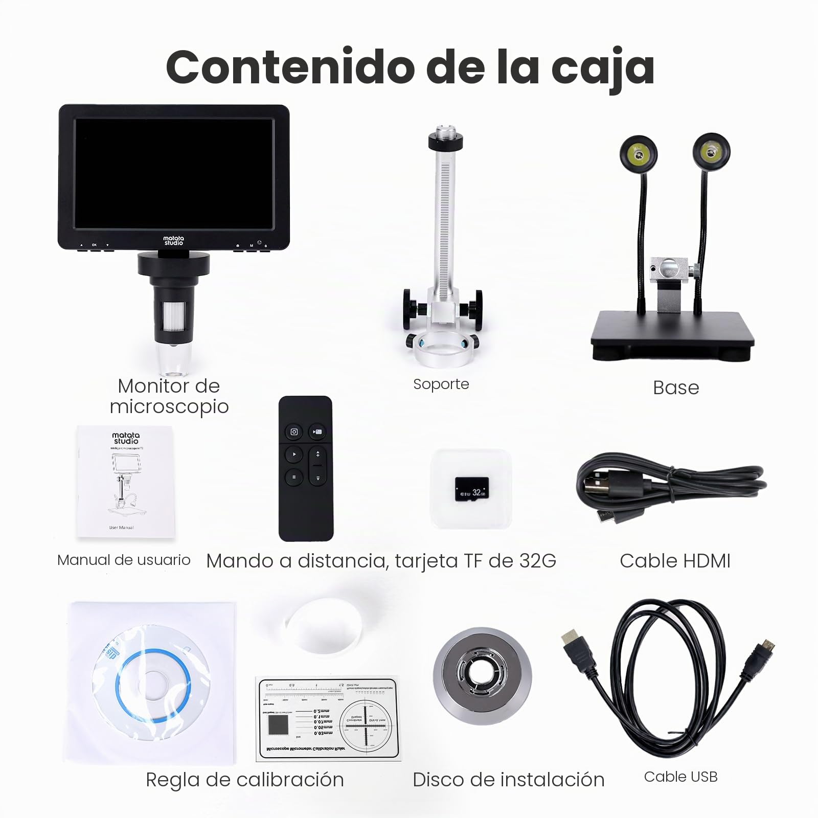 Microscopio Digital MT2 1200X HDMI con Pantalla IPS HD de 7'', Microscopio de Soldadura con Lupa para Monedas 1080P para Niños y Adultos, 10 Luces LED, Compatible con TV/Windows/Mac OS