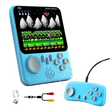 VikriDA G7 Retro 3.5-Inch LCD Color Screen Handheld Game with Gamepad Support Console Mini Ultra-Thin 666 Built-in Games Player Gift for Kids, Blue - image, photos