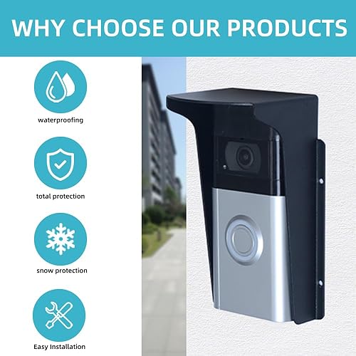 Miniatura 4 de El protector de lluvia para timbre es adecuado para la mayoría de cámaras visuales, material de hierro galvanizado de metal negro, parasol para