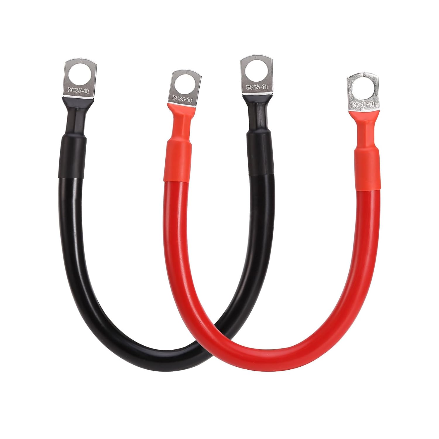 2 AWG Car Cables (1FT) - Heavy-Duty Power Inverter Wire Set with 3/8" Lugs for Automotive, RV, Boat & Motorcycle - Red & Black (Flexible, High-Current)
