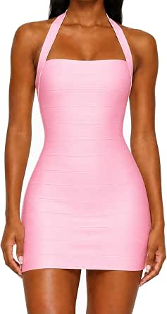 Women's Bandage Bodycon Mini Dress Square Neck Party Cocktail Dress