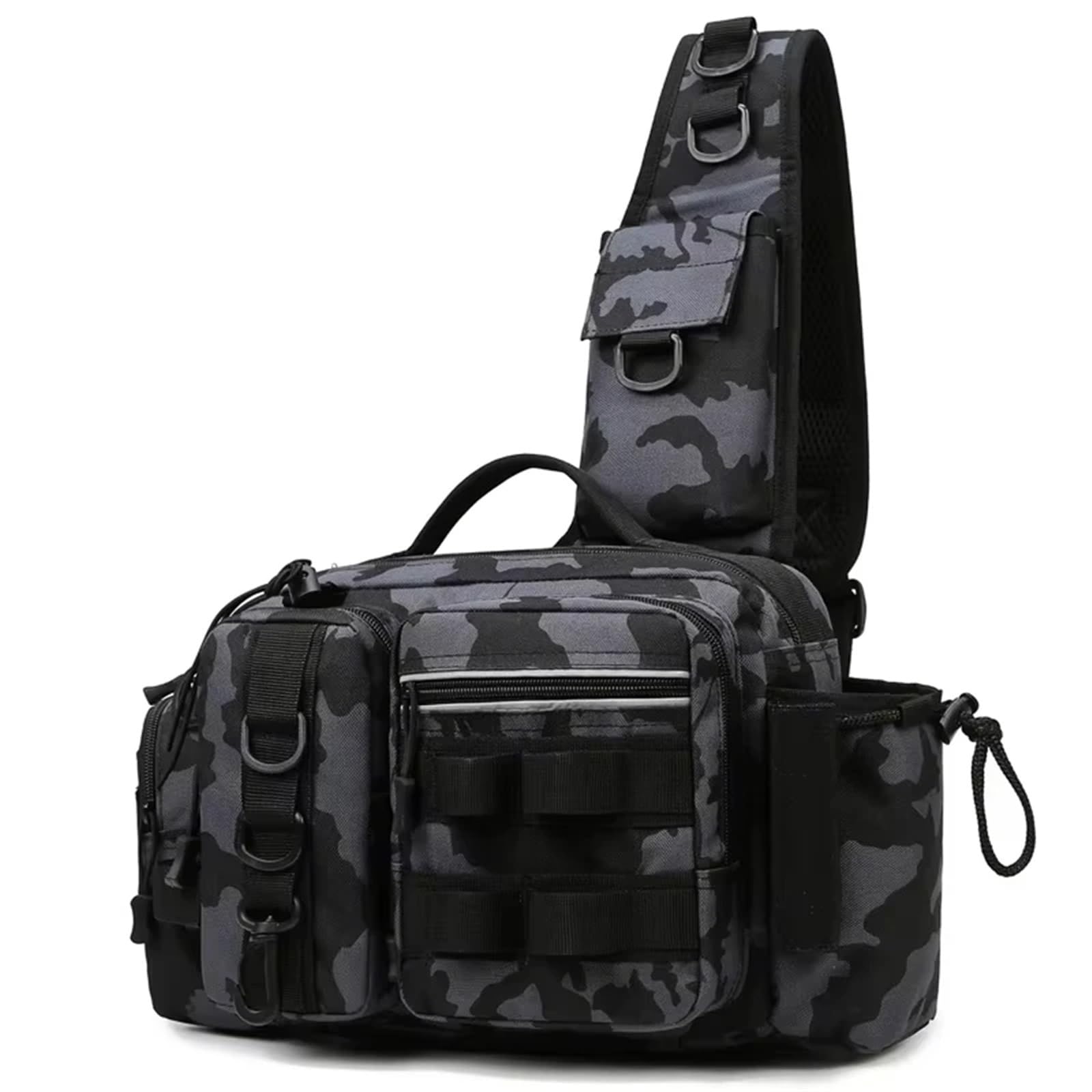 Borsa per Canna da Pesca Attrezzatura da pesca, borsa a tracolla, portaoggetti, portacanna portatile, sportiva for esterni, a volo(B - Dark Night)