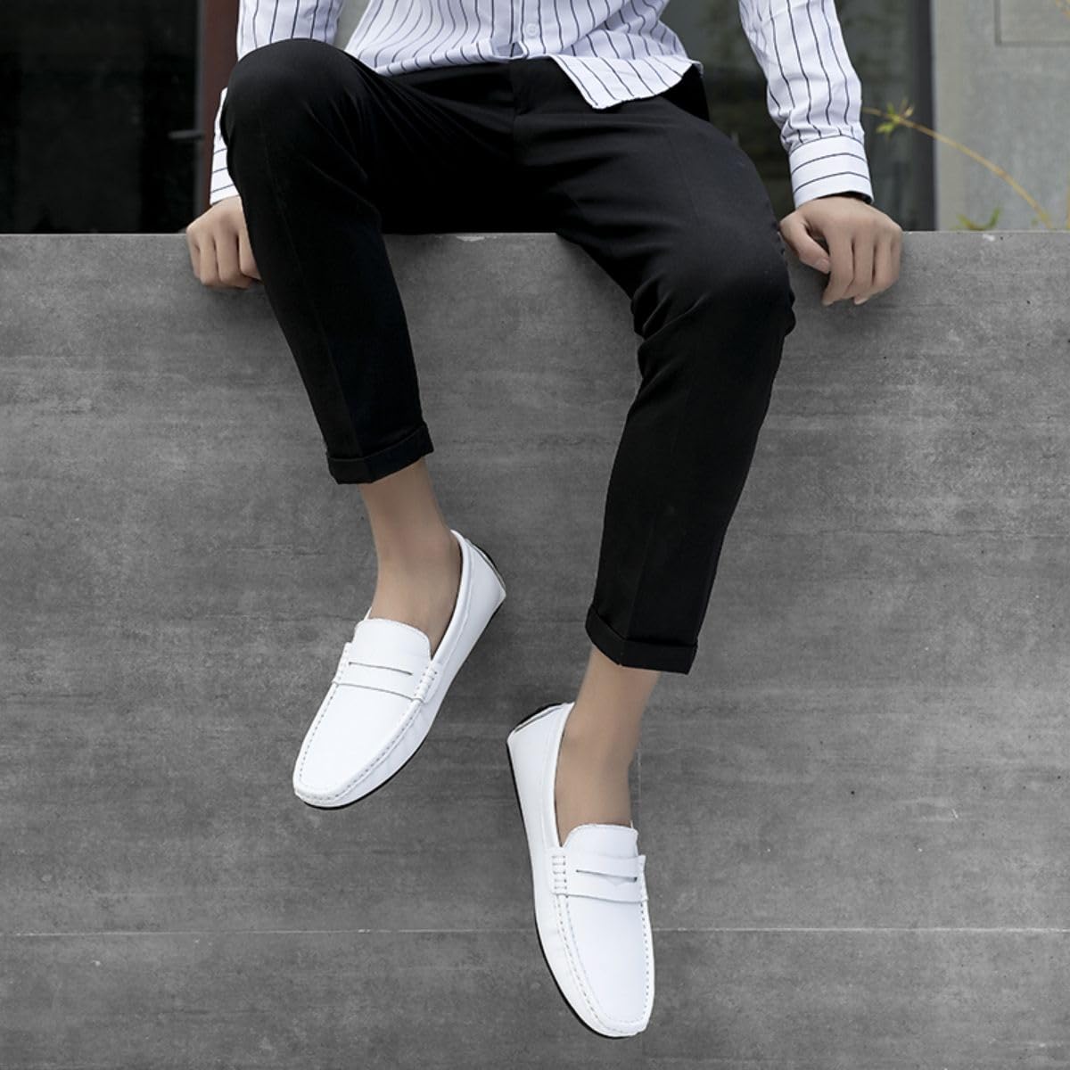 Mocasines para Hombre de Cuero Moda Slip-on Shoes Driver Shoes Casual Flat Shoes 38-49 EU