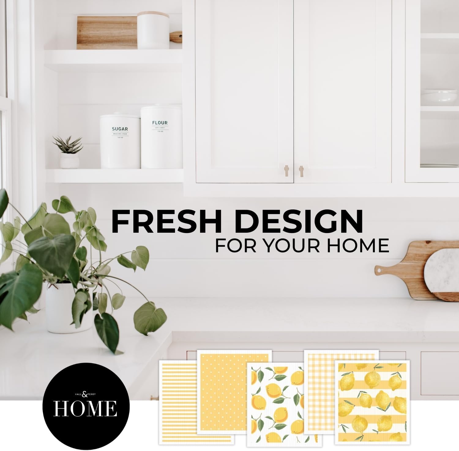 HALL & PERRY Swedish Dishcloths for Kitchen, 5-Pack, Reusable Cellulose Sponge Cloths for Kitchen & Cleaning – Eco-Friendly, Ultra-Absorbent, Quick-Drying (Lemon Yellow) image 4