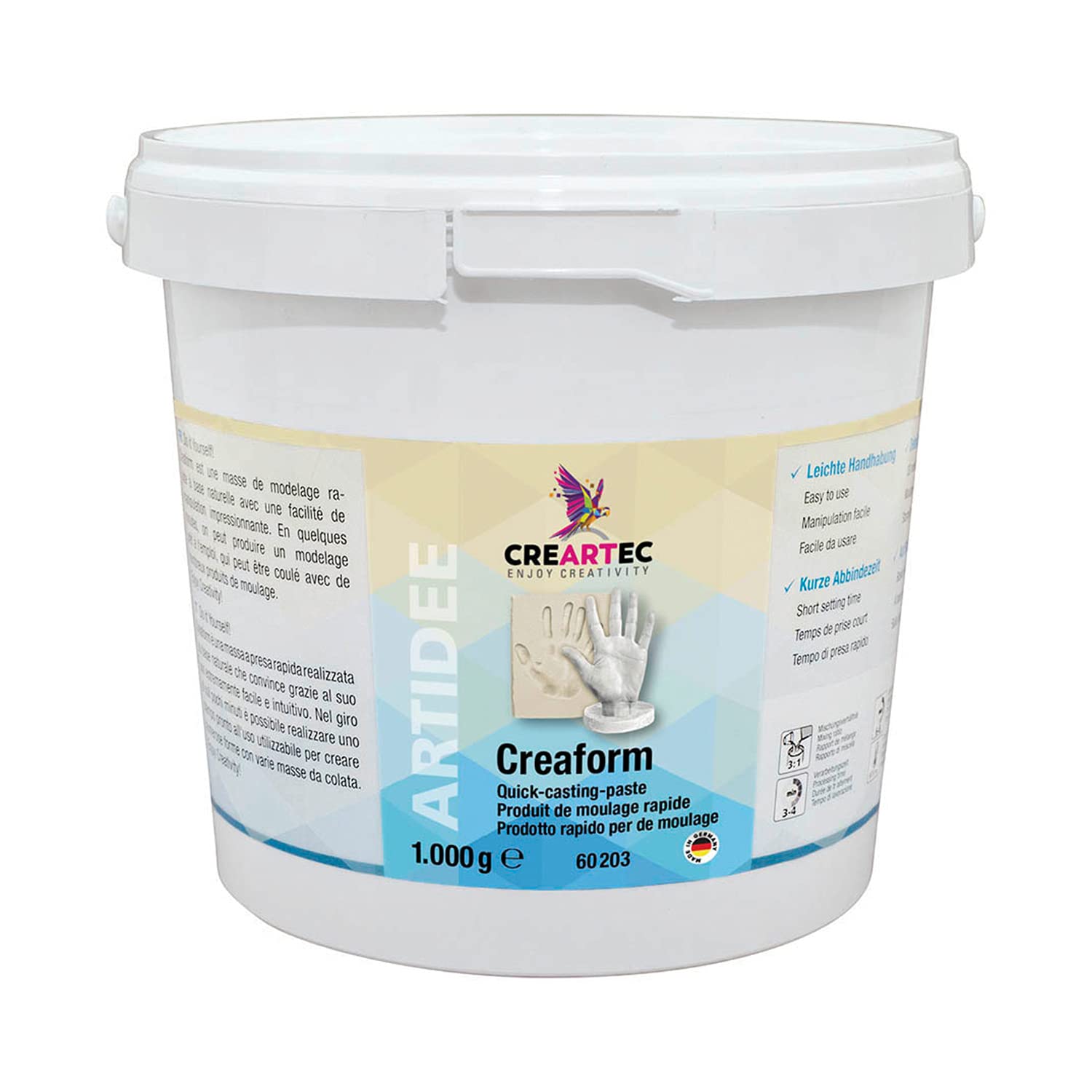 Abformmasse Creaform, aus natürlichen Rohstoffen, ideal zur Herstellung von Prototypen oder zum Abformen von Reliefs und Figuren (1kg)