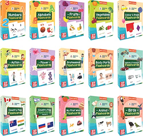 SPARTAN KIDS Flash Cards for Kids (Set of 15) Early Learning Flas...