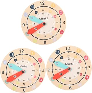 ibasenice 3Pcs Digam Um Presente Escolar Para Crianças Interessantes Aprenderem Modelo De Relógio Material De Tempo Para Crianças Educação Pré-Escolar De Madeira Brinquedo Salas De Aula