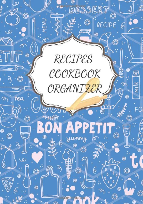 RECIPES COOKBOOK: My Favorite Recipes | Blank recipes books to Write In | 7 x 10 In | Collect the Recipes You Love in Your Own Custom Cookbook with ... With Blue and White Beehive Background)