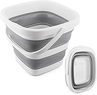 BIDFUL 5L Collapsible Car Wash Bucket - Folding Mop Bucket for Camping, Gardening, Beach, RV, Emergency Prep & Cleaning