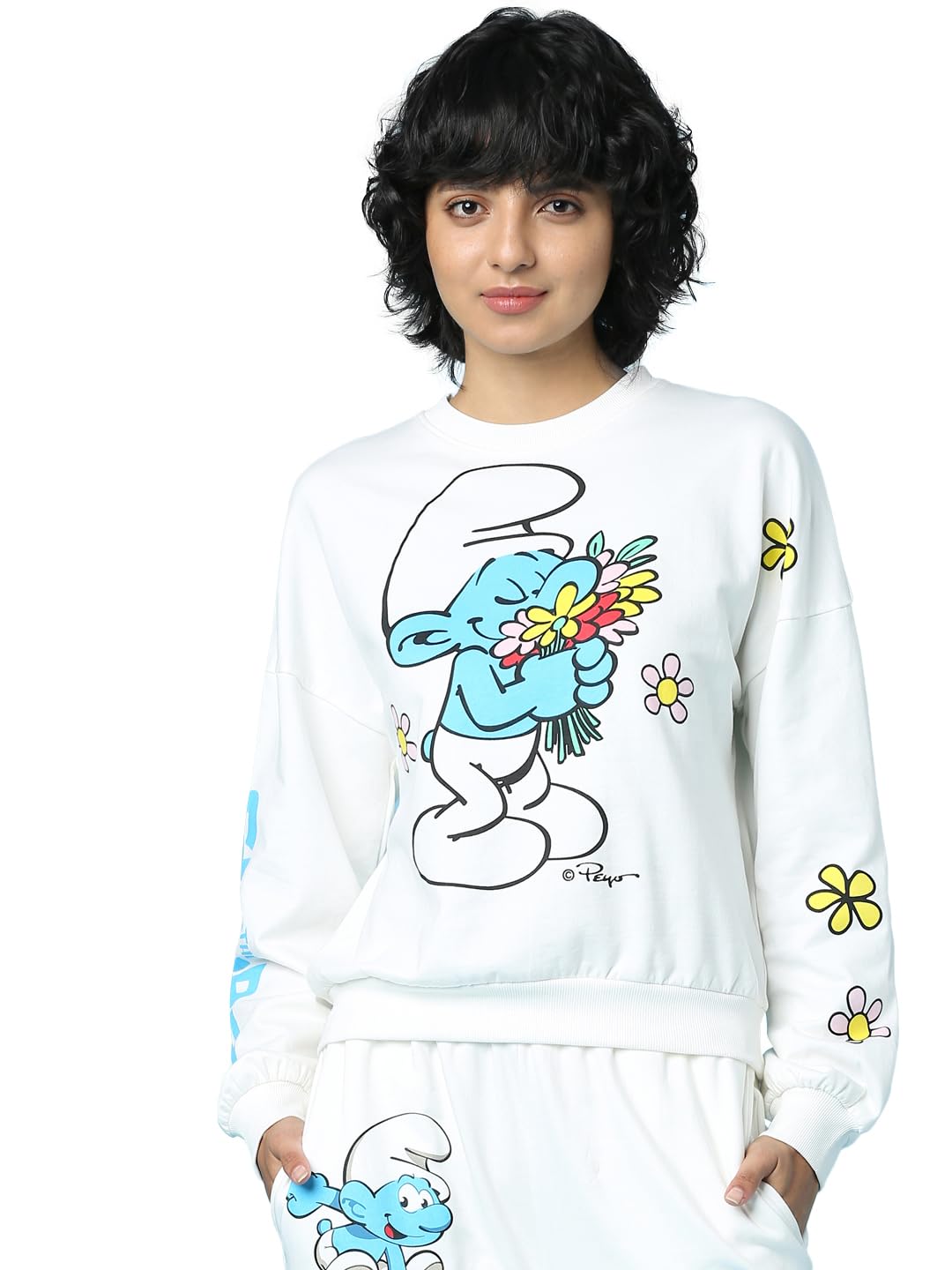 ONLYWomen's Cotton Round Neck Sweatshirt