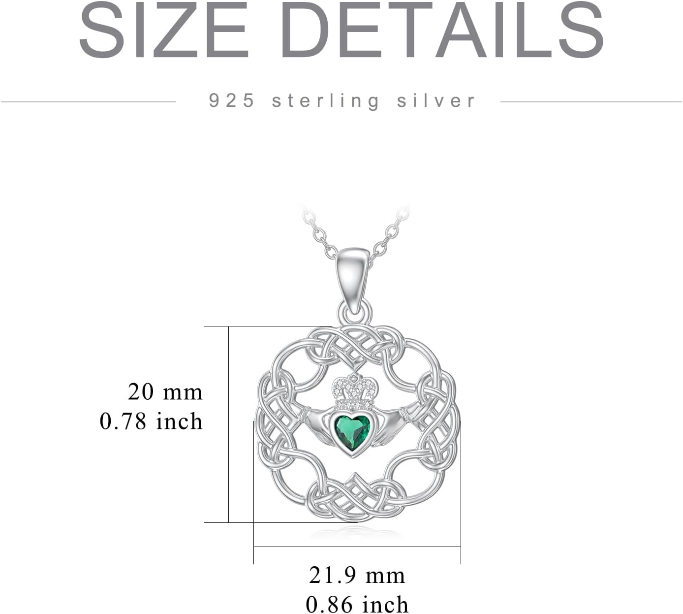 Irish Claddagh Necklace 925 Sterling Silver Celtic Love Knot Pendant Good Luck Irish Jewelry Gifts for Women - Image 6