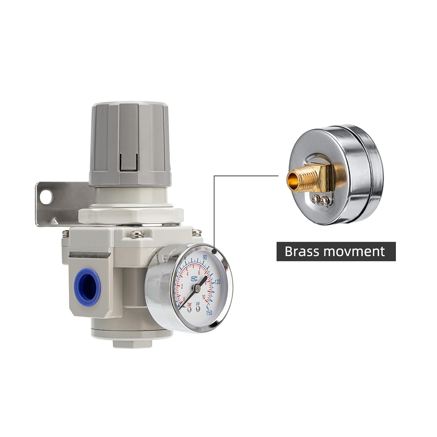 Compressed Air Regulator 1/2" NPT 0-150 PSI Fine Adjustment, Gauge Included, Ideal for Spray Painting, CNC, & Automotive Air Tools