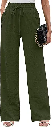  Wide Leg Pants for Women High Waist Tie Knot Trousers
