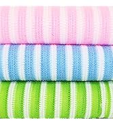 Exfoliating African Net Sponge - 35.5 x 11 inches Pack of 3 - Light Blue, Natural Green, Elegant ...