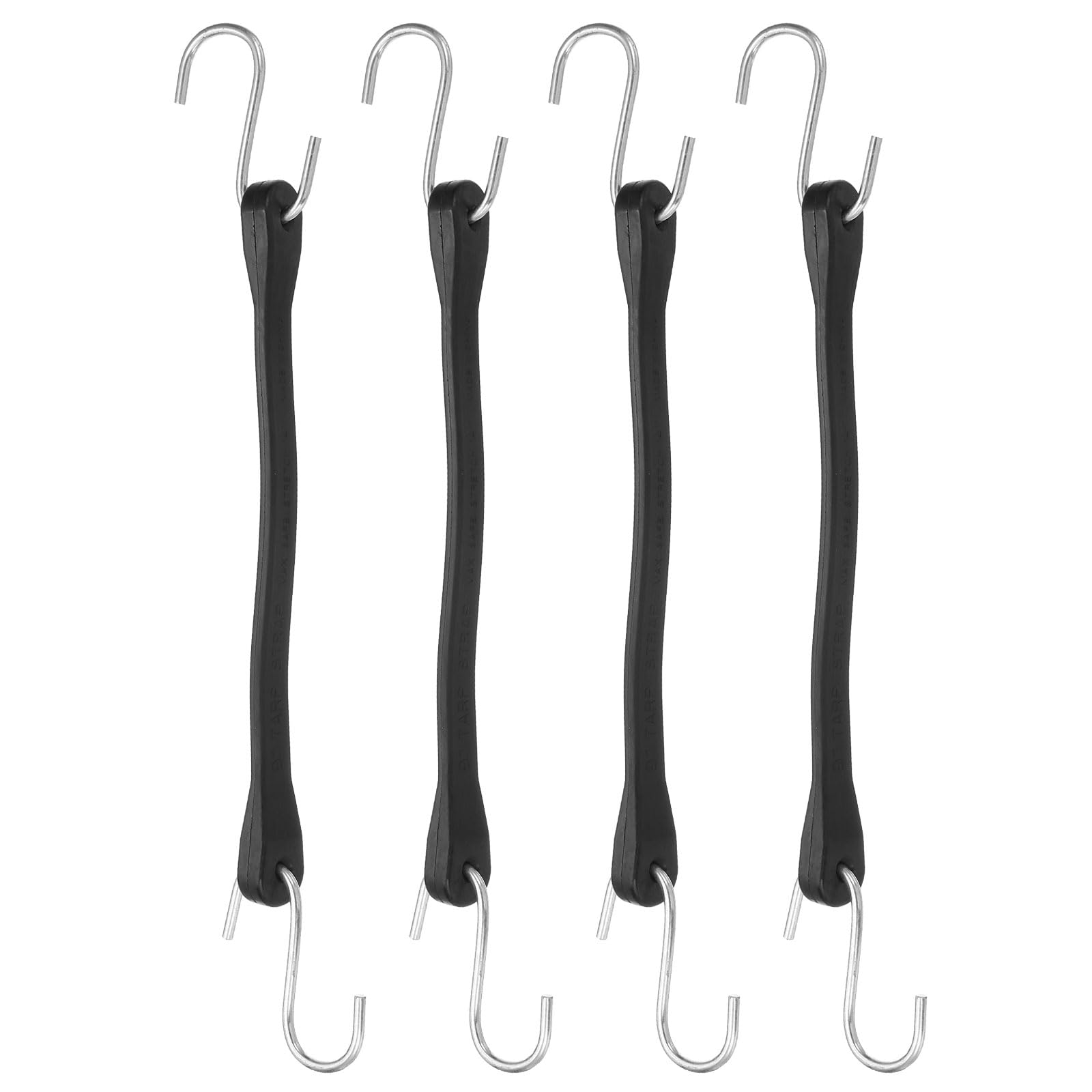sourcing map 4Pcs 9"/23cm Bungee Cords with Hooks, Heavy Duty Rubber Bungee Straps with Metal Crimped S Hooks for Securing Tarps Cargo Trucks Canvases, Camping Gear, Black