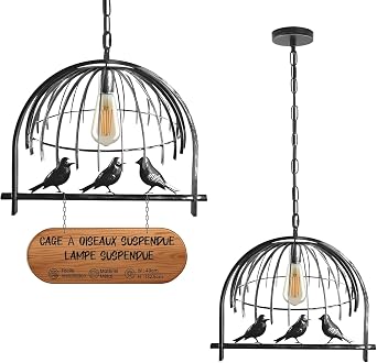Bird Cage Gothic Ceiling Light Pendant Brushed Silver Gloss Metal Lampshade [Energy Class A]