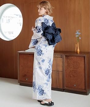 Amazon.co.jp: dita 浴衣 水彩の勿忘草色 浴衣5点セット(ゆかた帯下駄