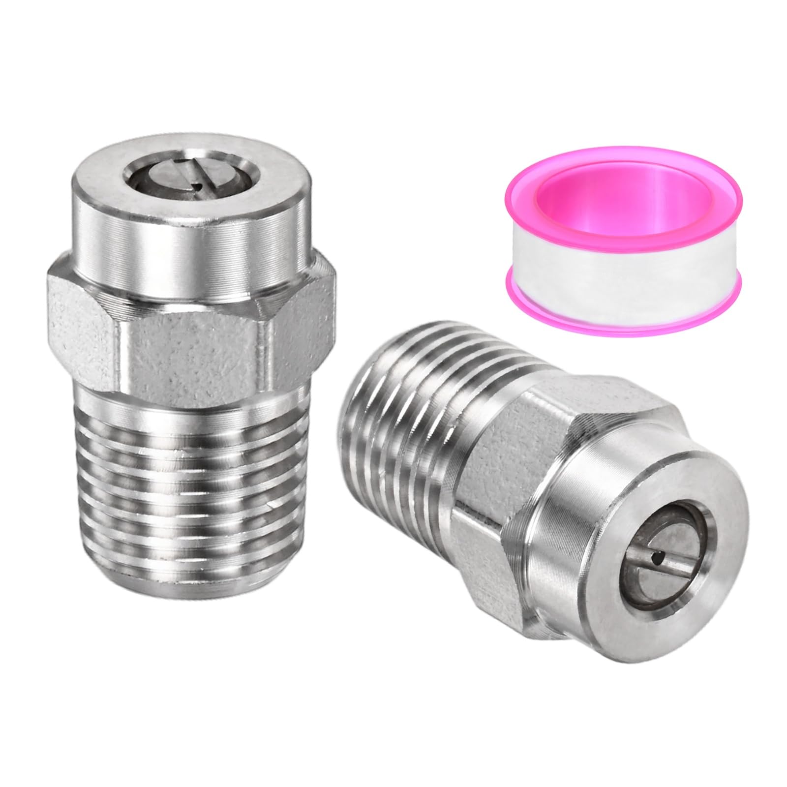 TIXIPEM 1/4IN Male NPT 15 Degree Surface Cleaner Tips [2PCS] - Pressure Washer Nozzles Cleaner Nozzle Replacement Use for Water Gun & Water Broom - [Stainless Steel-0.977MM Orifice]