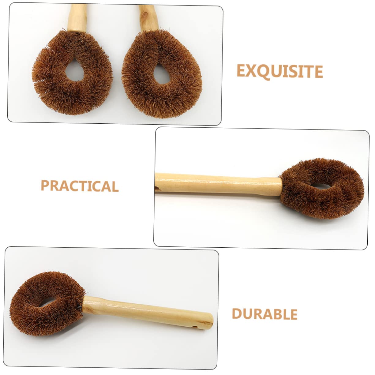 Lot de 20 brosses de Nettoyage à Long Manche pour Wok, de Nettoyage pour évier, brosses à récurer pour poêles, casseroles et Plats avec poignée en Bois