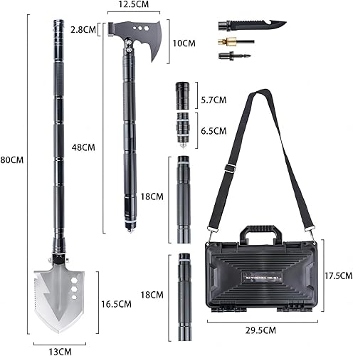 Miniatura 6 de Pala de camping hacha de supervivencia al aire libre, pala táctica plegable multifuncional, combo de hacha de hacha, equipo de campamento de acero